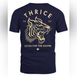NWOT- Thrice “Listen for the Sound” Tiger T-shirt - Navy/Gold - Size L